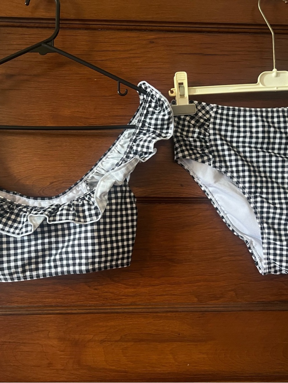 Black & White Gingham Ruffle Bikini Set